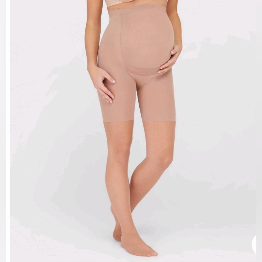Assets x Spanx Maternity Shaping Support Sheer Tan/Beige Tights NWT